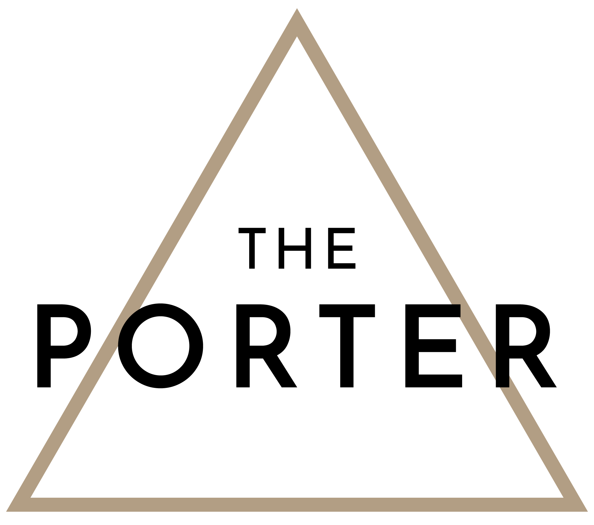 A logo with a triangle shape and the words "THE PORTER" written on it.